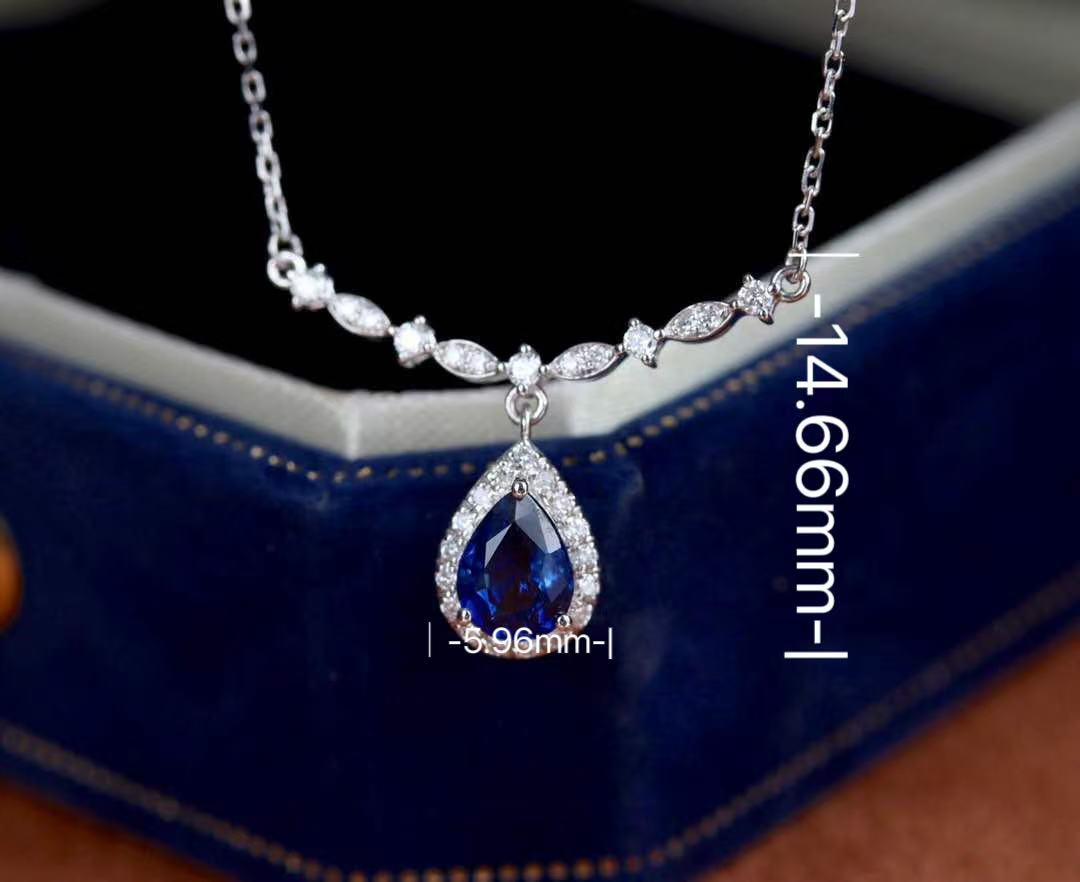 k18WGブルーサファイア×ダイヤモンド ティアドロップネックレス