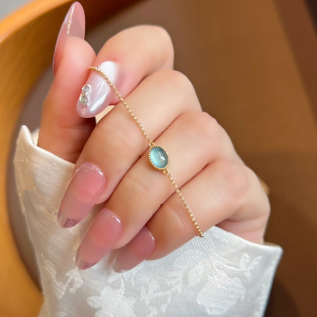 k18ブルージェイドカボションブレスレット